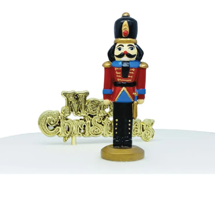 Lot de 2 décorations : Casse noisette en résine et Merry Christmas*Guy Demarle Discount