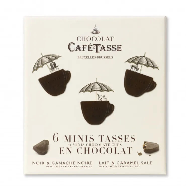 6 mini tasses en chocolat : 3 lait fourrées caramel, 3 noir fourrées ganache noire*Guy Demarle Sale
