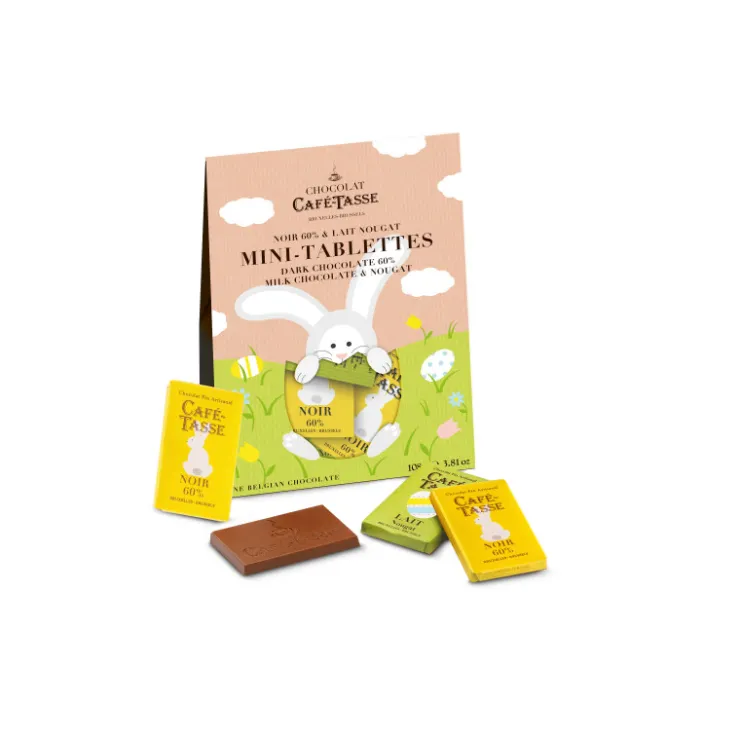 Pochette de 12 mini tablettes de chocolat : chocolat noir 60% & chocolat au lait nougat*Guy Demarle Discount