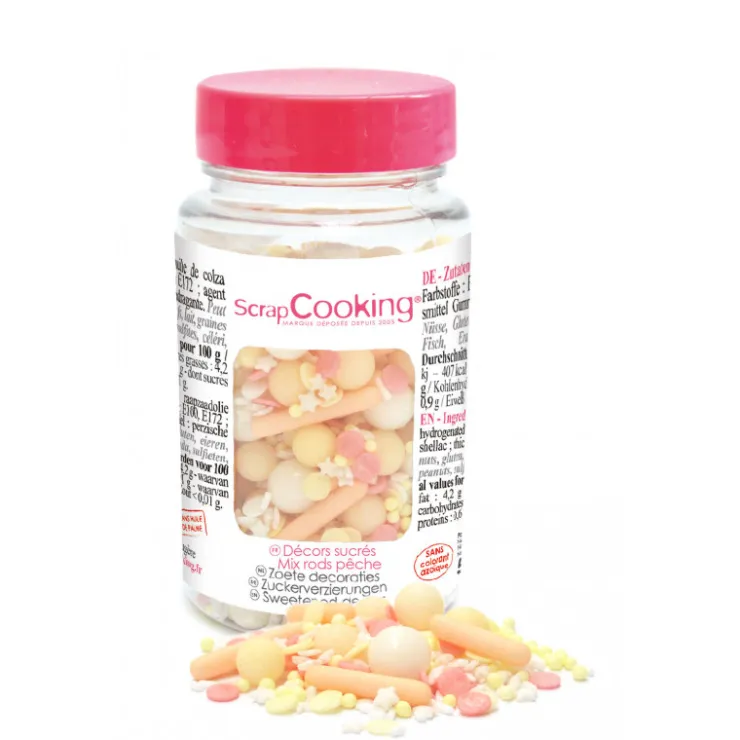 Pot décors sucrés mix rods pêche 70g*Guy Demarle Best