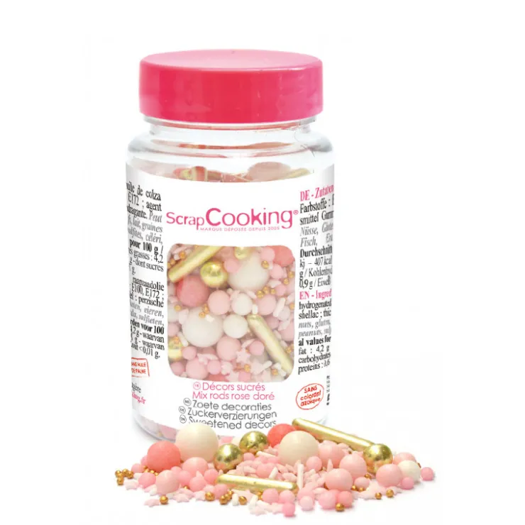 Pot décors sucrés mix rods rose doré 70g*Guy Demarle Cheap