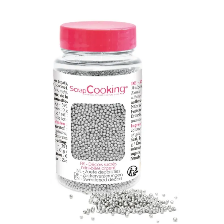 Pot de décor sucrés mini-billes argentées 80g*Guy Demarle Best