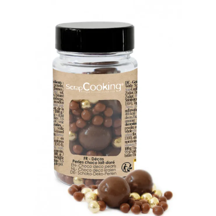 Pot de décoration perles chocolat au lait - doré*Guy Demarle New