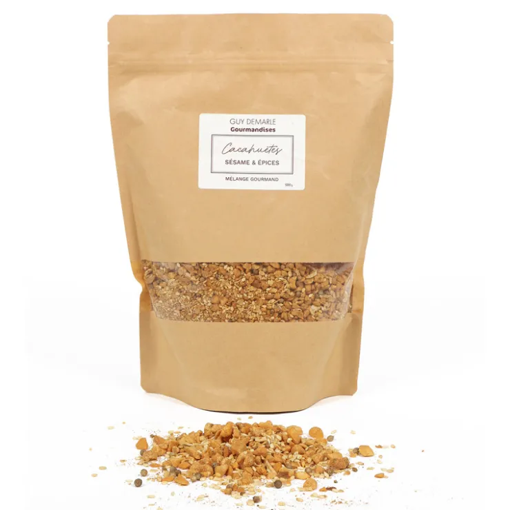Recharge Mélange gourmand - Cacahuètes, Sésame & Epices - Sachet kraft 500gr*Guy Demarle Clearance